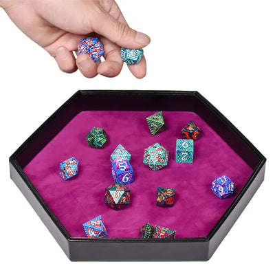 Caja/Bandeja Negra - Hexagonal Doble Fila en Rosado | Dados para juegos de rol y mesa en PiedraBruja Chile