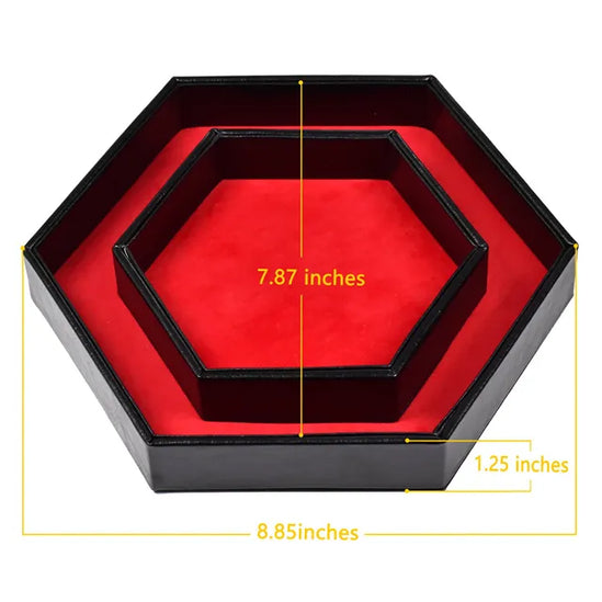 Caja/Bandeja Negra - Hexagonal Doble Fila en Rojo