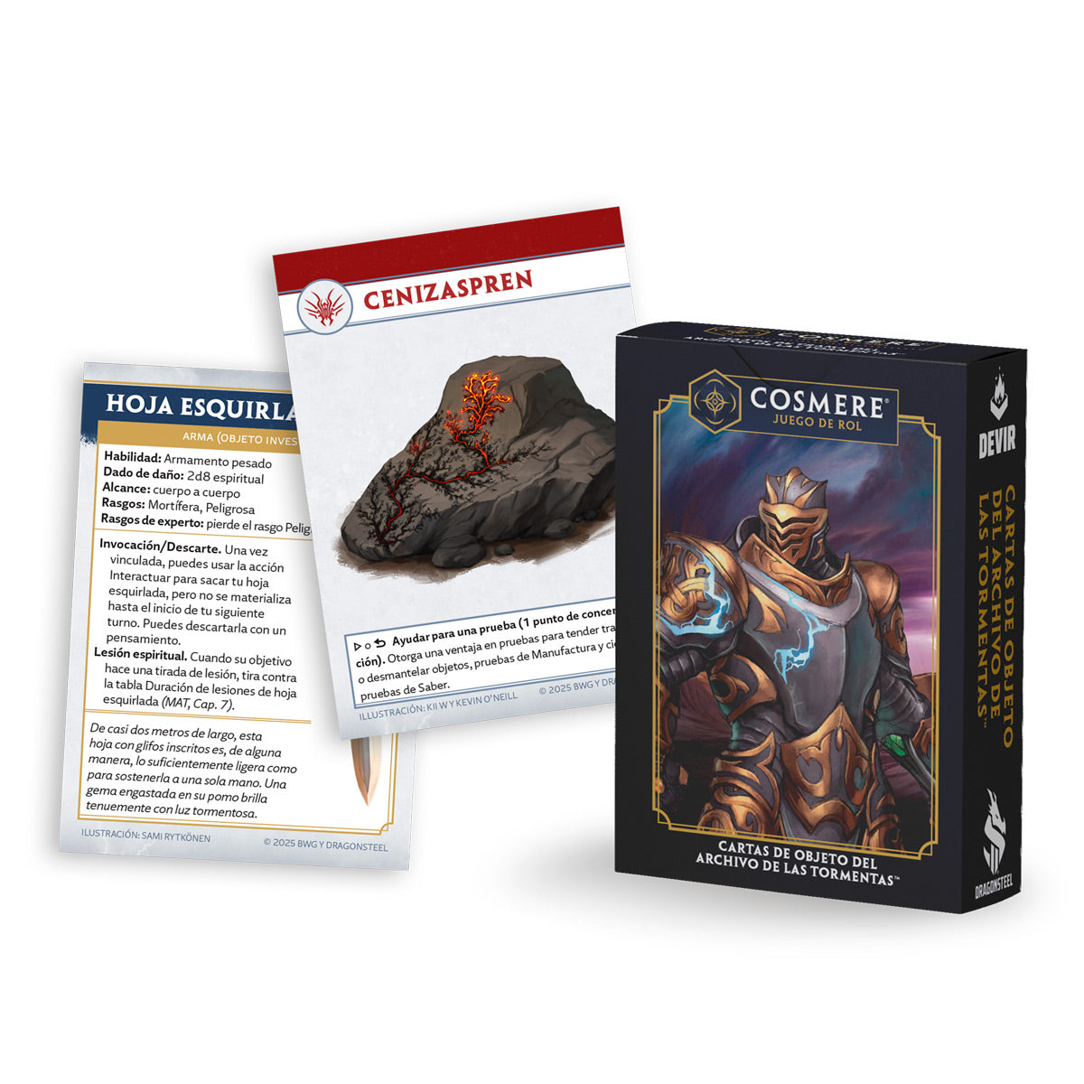 Cartas de Objeto del Archivo de las Tormentas Cosmere caja y cartas