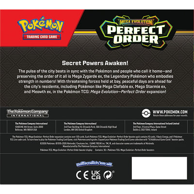 Mega Evolution Perfect Order Booster Display ESP | Pokémon TCG, sobres, cartas pokemon y coleccionables en PiedraBruja Chile