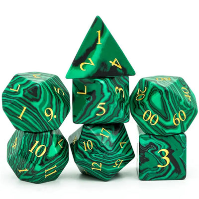 Gema Preciosa - Malaquita | Dados para juegos de rol y mesa en PiedraBruja Chile