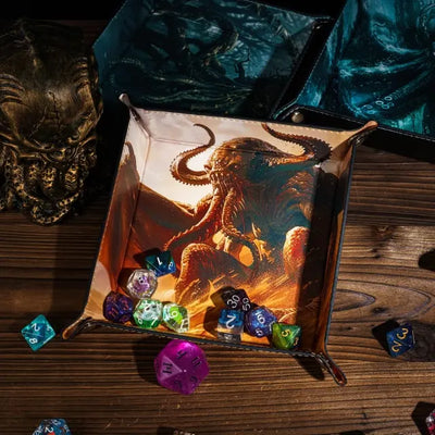 Bandeja para Dados - Diseño Cthulhu Naranja | Dados para juegos de rol y mesa en PiedraBruja Chile