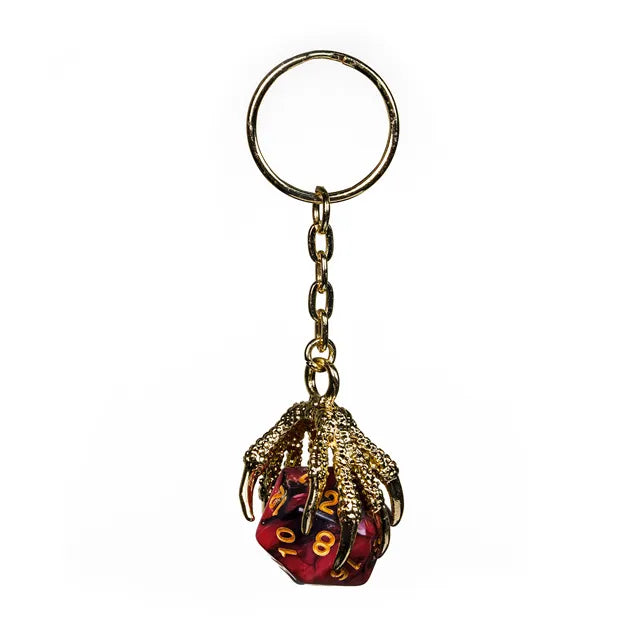 Llavero Garra de Dragón con D20 - Rojo | Dados para juegos de rol y mesa en PiedraBruja Chile