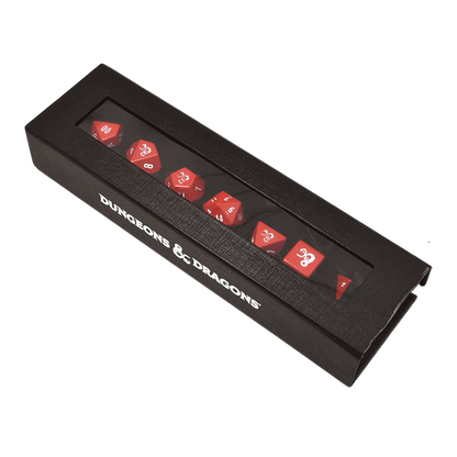 Set 7 Dados - Heavy Metal Red and White RPG