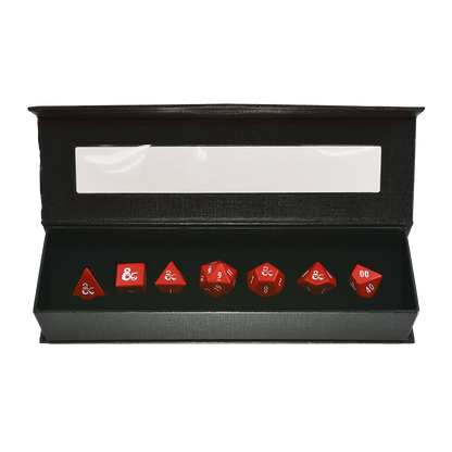 Set 7 Dados - Heavy Metal Red and White RPG