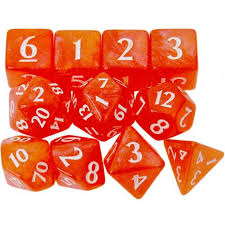 Set 11 Dados Eclipse Pumpkin Orange | Dados para juegos de rol y mesa en PiedraBruja Chile