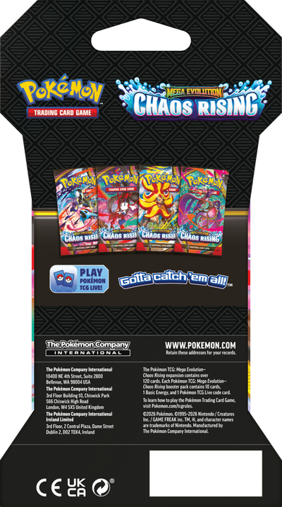 Mega Evolution Chaos Rising Sleeved Booster ING | Pokémon TCG, sobres, cartas pokemon y coleccionables en PiedraBruja Chile