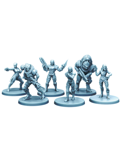 Miniaturas del escuadrón de Shepard en Mass Effect: El juego de tablero – Prioridad: Hagalaz