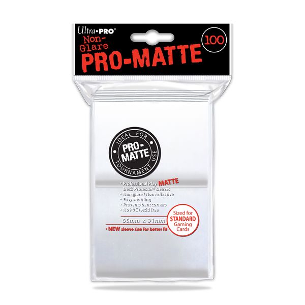 Protectores Pro-matte Blanco Std (x100) | Accesorios Ultra PRO para TCG en PiedraBruja Chile