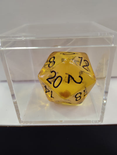 Jumbo - D20 Transparente Ámbar | Dados para juegos de rol y mesa en PiedraBruja Chile