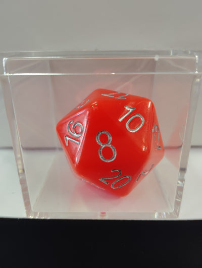 Jumbo - D20 Fluorescente Rojo | Dados para juegos de rol y mesa en PiedraBruja Chile