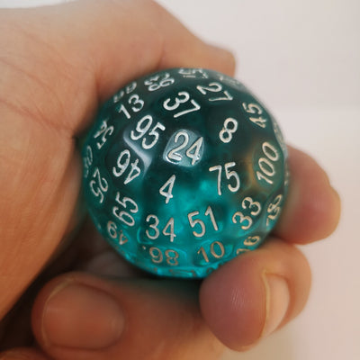 Jumbo - D100 Transparente Celeste | Dados para juegos de rol y mesa en PiedraBruja Chile