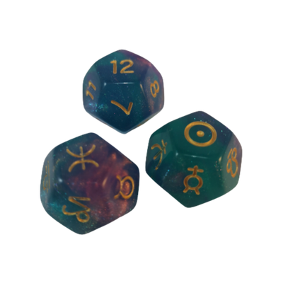 Zoodiaco 3D12 Tornasol | Dados para juegos de rol y mesa en PiedraBruja Chile