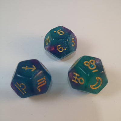 Zoodiaco 3D12 Tornasol | Dados para juegos de rol y mesa en PiedraBruja Chile