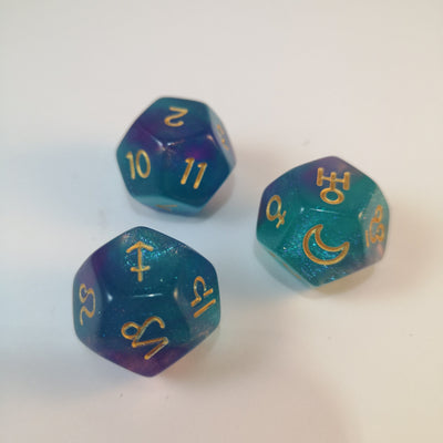 Zoodiaco 3D12 Tornasol | Dados para juegos de rol y mesa en PiedraBruja Chile