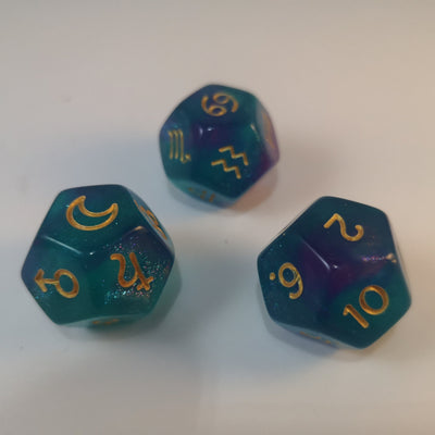 Zoodiaco 3D12 Tornasol | Dados para juegos de rol y mesa en PiedraBruja Chile