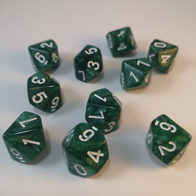 10d10 Marmolado Verde | Dados para juegos de rol y mesa en PiedraBruja Chile