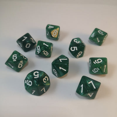 10d10 Marmolado Verde | Dados para juegos de rol y mesa en PiedraBruja Chile
