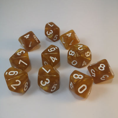 10d10 Marmolado Dorado | Dados para juegos de rol y mesa en PiedraBruja Chile