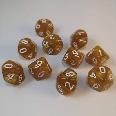 10d10 Marmolado Dorado | Dados para juegos de rol y mesa en PiedraBruja Chile