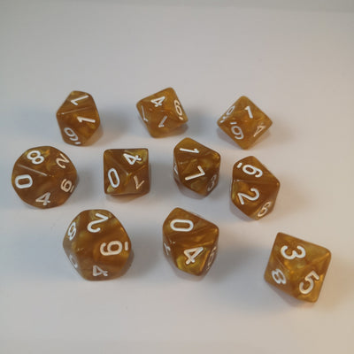 10d10 Marmolado Dorado | Dados para juegos de rol y mesa en PiedraBruja Chile